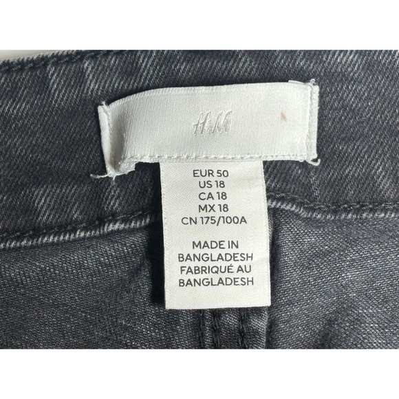 HM Womens High Waisted Skinny Jeans Faded Black Size 18 Tapered Leg Denim - Picture 3 of 13